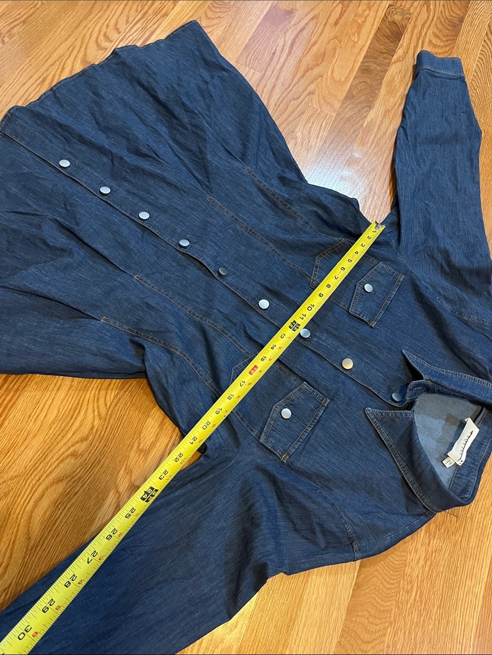 Anthropologie x Exquise Long-Sleeve Waisted Denim Mini Shirt Dress Size XL NWT - Picture 7 of 15